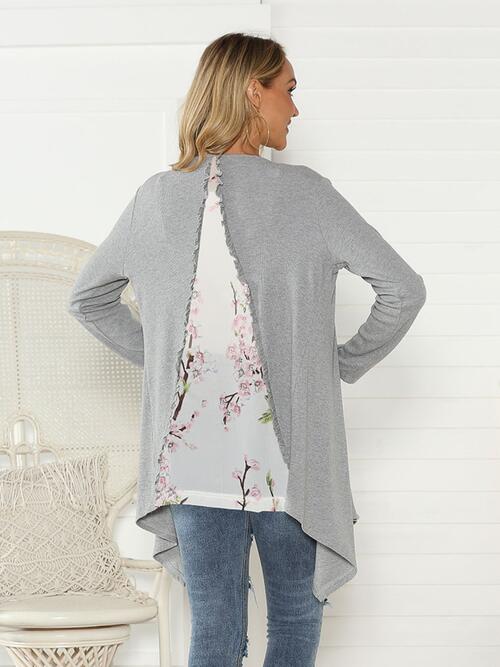 Floral Open Front Long Sleeve Cardigan